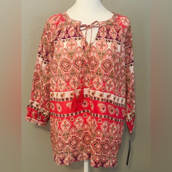 NEW Unique Spectrum Blouse Women’s size Medium BOHO Top Shirt NWT - Picture 8 of 13
